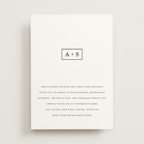 This is a cloud wedding invitations with standard by Snow and Ivy called elemental printing on signature in standard