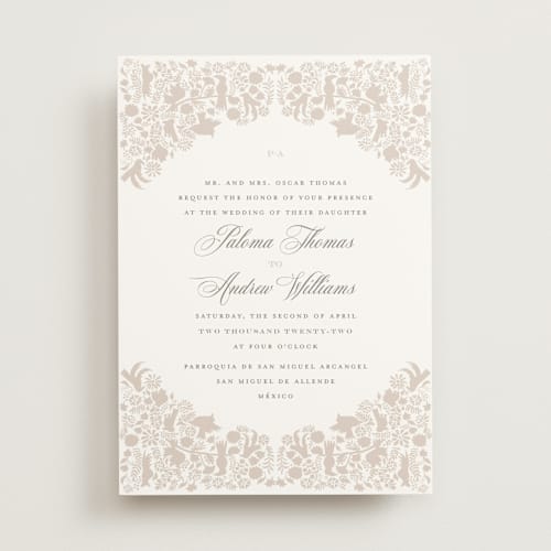 This is a stone wedding invitations with standard by Lagniappe Paper called hacienda printing on signature in standard