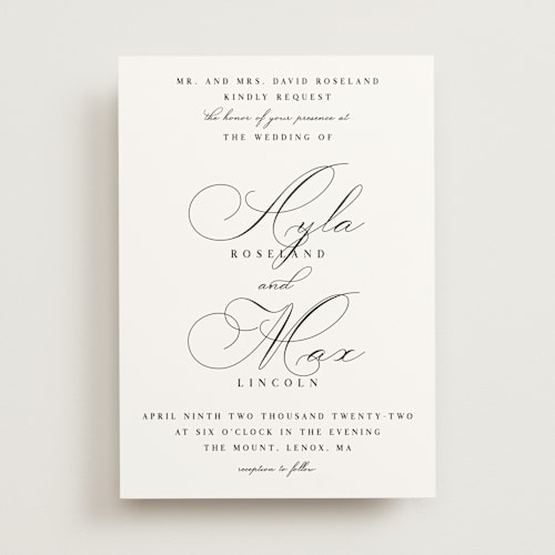 This is a linen wedding invitations with standard by Keen Peachy called sweet nothings printing on signature in standard