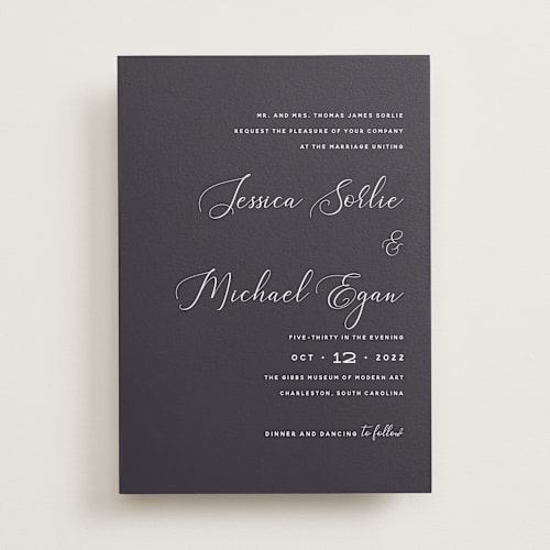 This is a blackberry wedding invitations with standard by Susan Brown called right side printing on signature in standard
