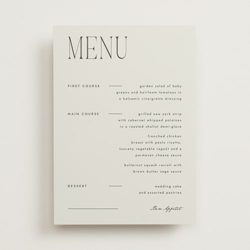 This is a forest menu cards with standard by Blustery August called hayes printing on signature in 5x7