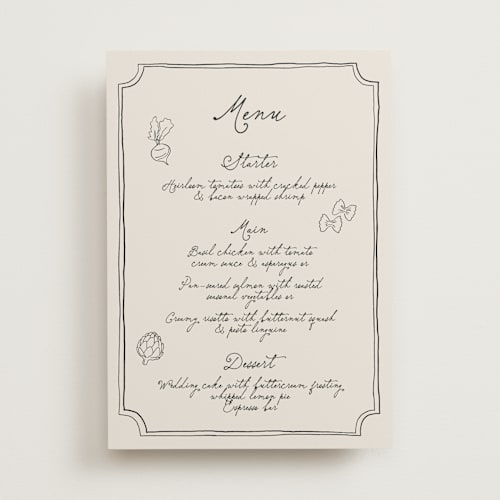 This is a vintage menu cards with standard by Kelly Watkins called felicity printing on signature in standard