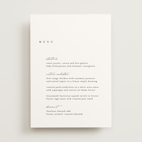 This is a silk menu cards with standard by Kelly Schmidt called soho printing on signature in standard