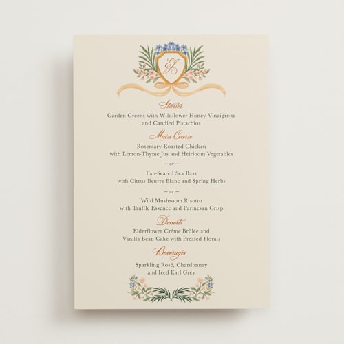 This is a garden menu cards with standard by Elly called garden heirloom printing on signature in standard