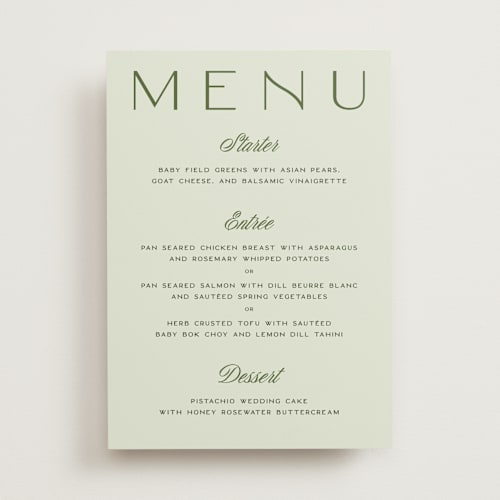 This is a lemongrass menu cards with standard by Sam Dubeau called swoon printing on signature in standard