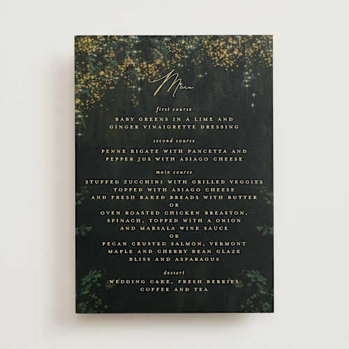 This is a mystic menu cards with standard by Phrosné Barwood called new orleans from disney's princess and the frog printing on signature in standard