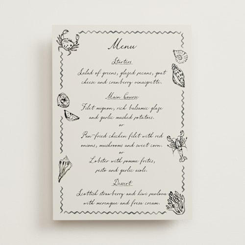 This is a rock menu cards with standard by Pati Cascino called puglia printing on signature in 5x7