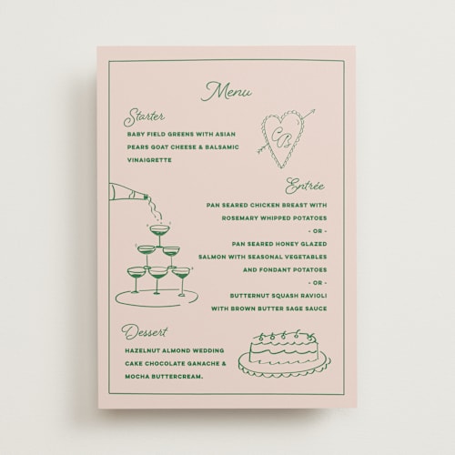 This is a avocado menu cards with standard by Helena Vitto called crazy little thing called love printing on signature in 5x7
