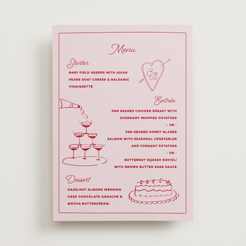 This is a cherry menu cards with standard by Helena Vitto called crazy little thing called love printing on signature in 5x7
