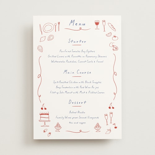 This is a cardinal menu cards with standard by Ani Somi called bon vivant printing on signature in standard