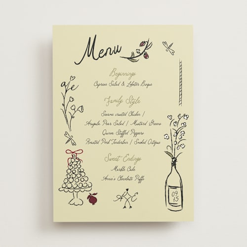 This is a oat menu cards with standard by Helena Vitto called love rests in a garden printing on signature in 5x7