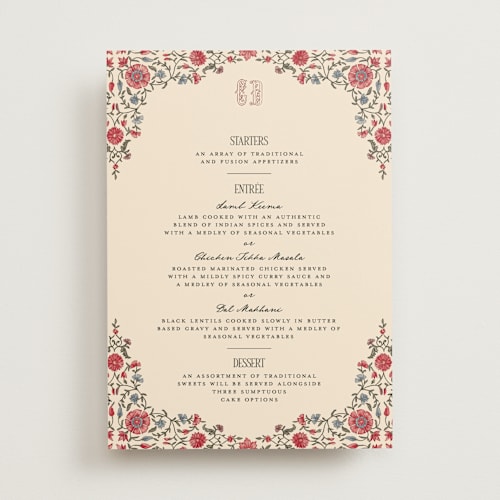 This is a almond menu cards with standard by Jenna Holcomb called tapestry printing on signature in 5x7