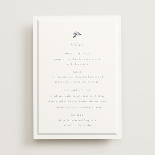 This is a french menu cards with standard by Design Lotus called be with you printing on signature in 5x7