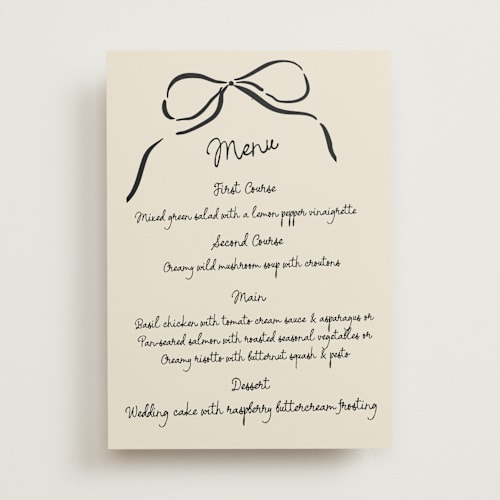This is a tuxedo menu cards with standard by Jelena Vuletic called inkwoven printing on signature in standard