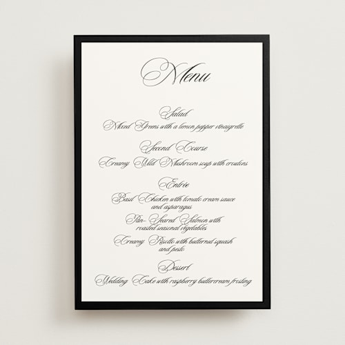 This is a ink menu cards with standard by That Girl Press called black tie printing on signature in standard