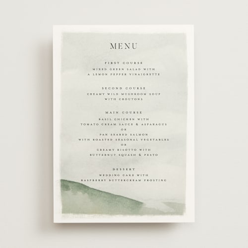 This is a emerald menu cards with standard by Petra Kern called countryside printing on signature in standard