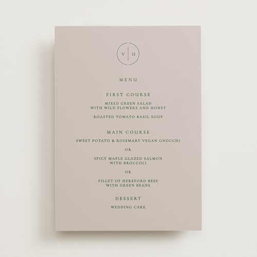 This is a vineyard menu cards with standard by Sumak Studio called wellness printing on signature in standard