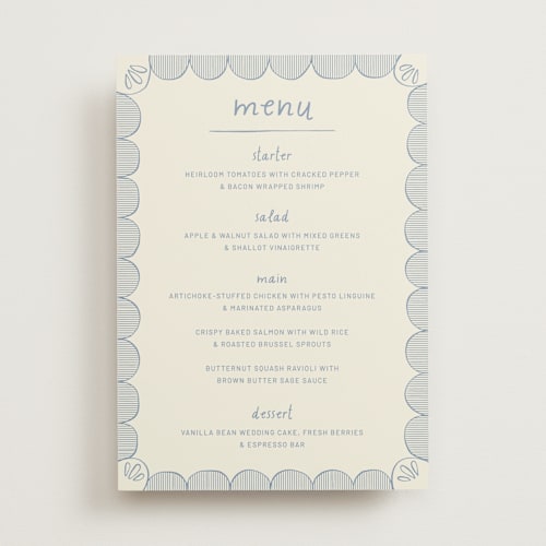 This is a sky menu cards with standard by Kelly Watkins called florence printing on signature in standard