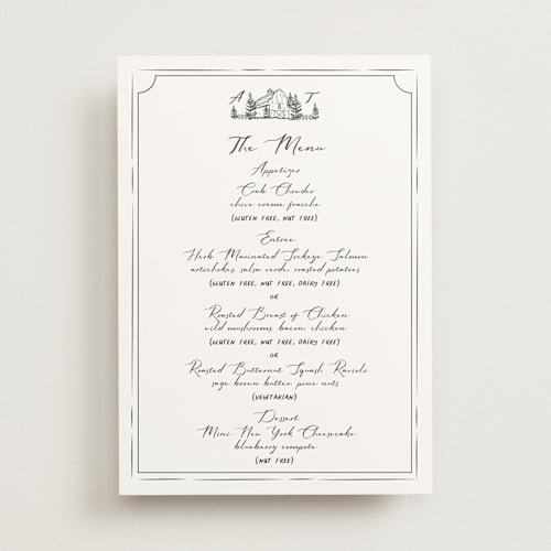 This is a cloudy menu cards with standard by Sherley Ferreira called southern soul printing on signature in 5x7