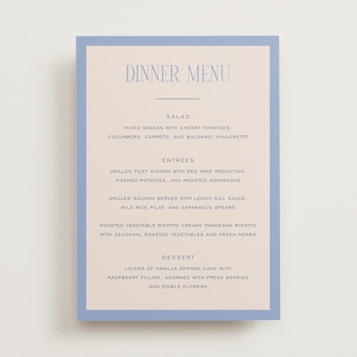 This is a canopy menu cards with standard by Pixel and Hank called threaded printing on signature in 5x7