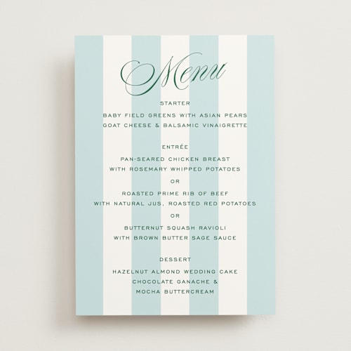 This is a low tide menu cards with standard by Susan Zinader called island palm printing on signature in standard