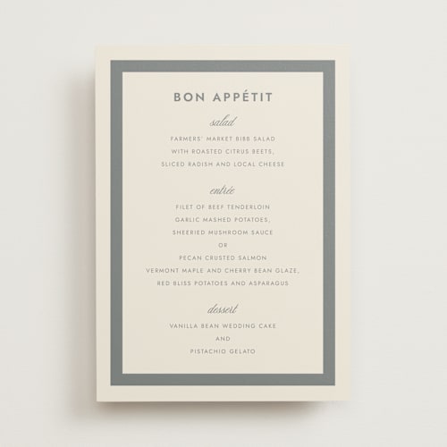 This is a oyster menu cards with standard by Megan Davis called montauk printing on signature in 5x7