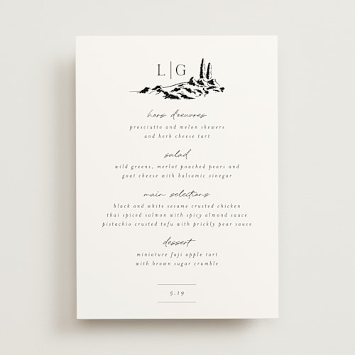 This is a noir menu cards with standard by Shiny Penny Studio called countryside villa printing on signature in 5x7