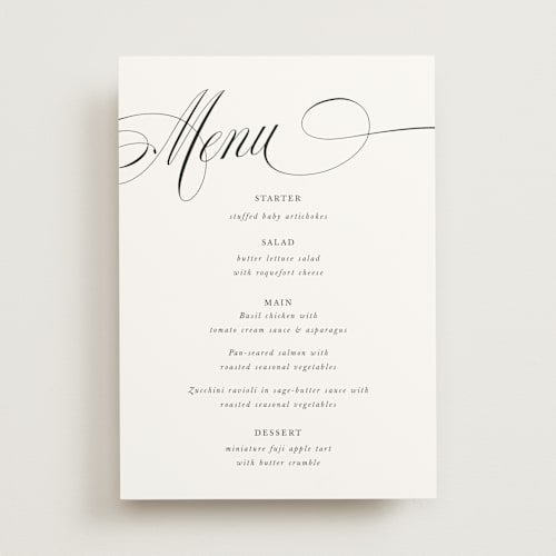 This is a classique menu cards with standard by Design Lotus called best is yet to come printing on signature in standard