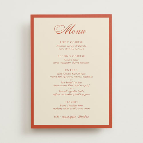 This is a cherry menu cards with standard by Ani Somi called borders printing on signature in standard