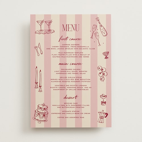 This is a rose menu cards with standard by Jennifer Lew called thompson printing on signature in standard