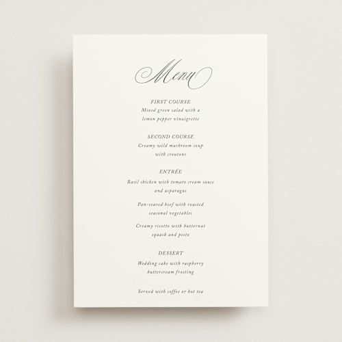This is a snow bright menu cards with standard by Design Lotus called when i fall in love printing on signature in standard
