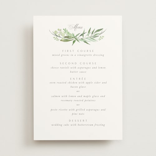 This is a fern menu cards with standard by Creo Study called i do printing on signature in standard