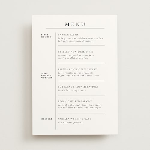This is a rain menu cards with standard by Anne Kostecki called painted woods printing on signature in standard