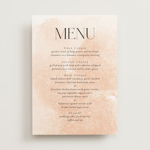 This is a blush menu cards with standard by Snow and Ivy called swept printing on signature in standard