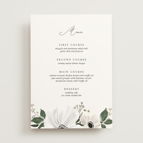 This is a pistachio menu cards with standard by Nicole Whiddon called inverness printing on signature in standard