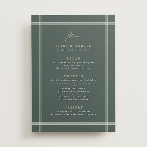 This is a forest menu cards with standard by Melanie Severin called vista printing on signature in standard
