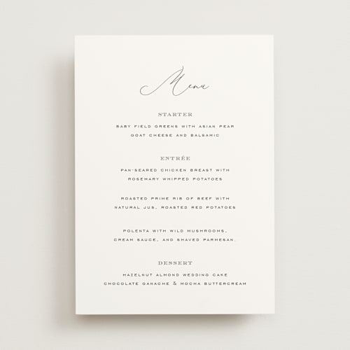 This is a ink menu cards with standard by Design Lotus called la noce printing on signature in standard