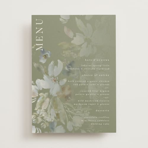 This is a pewter menu cards with standard by Grace Kreinbrink called spring dash printing on signature in standard