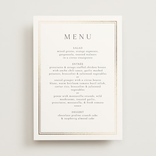 This is a cloud menu cards with foil pressed by Nicole Walsh called lustre printing on signature in 5x7