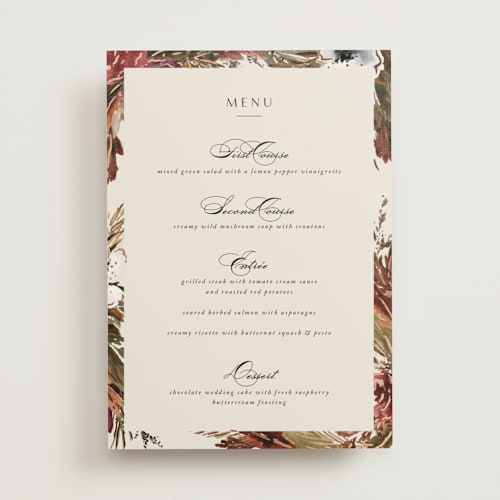 This is a autumn menu cards with foil pressed by Kate Ahn called poetique printing on signature in standard