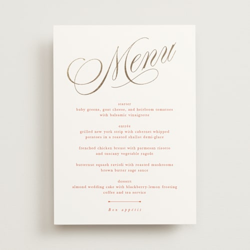 This is a sunset menu cards with foil pressed by Kate Ahn called mirin printing on signature in standard