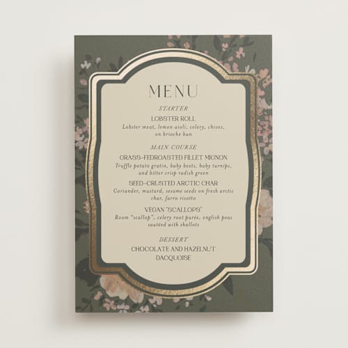 This is a thyme menu cards with foil pressed by Itsy Belle Studio called madison printing on signature in 5x7
