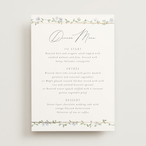 This is a blue bell menu cards with foil pressed by Everett Paper Goods called portico printing on signature in 5x7