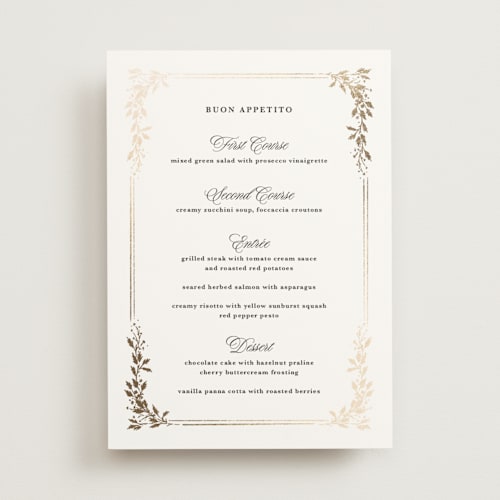 This is a diamond menu cards with foil pressed by Kate Ahn called lake como printing on signature in 5x7