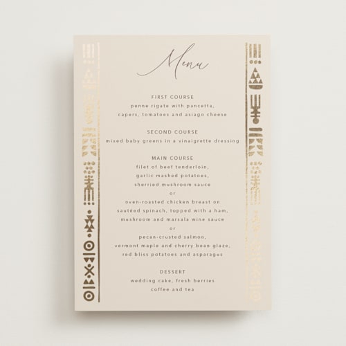 This is a sahara menu cards with foil pressed by David Michuki called cultured element printing on signature in 5x7