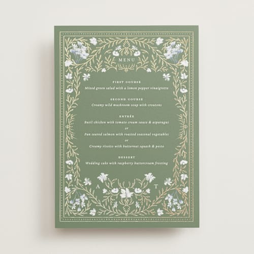 This is a morris menu cards with foil pressed by Claudia Orengo called victorian printing on signature in standard
