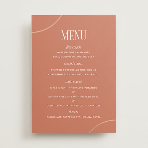 This is a clay menu cards with foil pressed by Morgan Kendall called unity printing on signature in standard