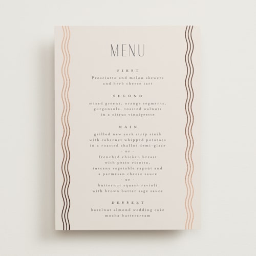 This is a bisque menu cards with foil pressed by Kristie Kern called newberry printing on signature in standard