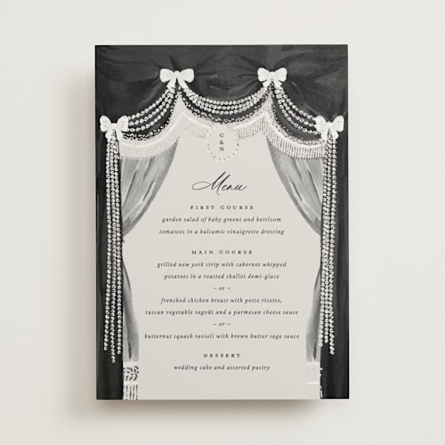 This is a onyx menu cards with foil pressed by Claudia Orengo called tuileries printing on signature in 5x7