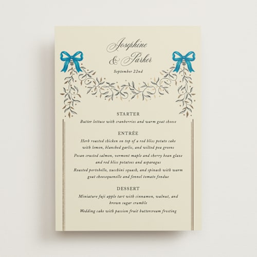This is a marine menu cards with foil pressed by Jackie Crawford called josephine printing on signature in 5x7